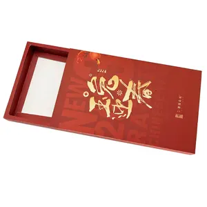 Wholesale Custom Color Red Sliding Drawer Box T-shirt Gift Packaging Paper Drawer Box With Logo
