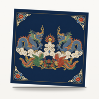 Base en caoutchouc antidérapante au design exquis Dragon Phoenix pour le mahjong américain et les loisirs à domicile