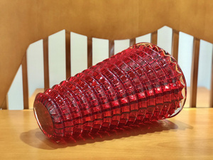 Jarrón de Cristal de Lujo con Diseño de Diamantes, Jarrón Redondo de Cristal Rojo, Decoración para el Hogar y Bodas, Florero - Product Image 6