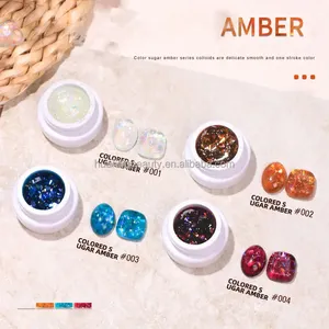 2023 Ai La Nuo Glanzend Amber Gradiënt Effect 4 Kleuren Amber Gel Polish 5G Oem Japanse Stijl Ingeblikt Amber Gel Nagellak