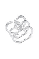 Bague ouverte ajustable personnalisée en argent sterling 925 plaqué or 18 carats avec moissanite taille marquise 3 carats VVS1 certifiée GRA