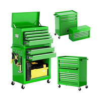 GD Coffre à outils roulant vert à 8 tiroirs Chariot à outils en métal Mécanisme de verrouillage supérieur détachable 6 crochets Doublure pour atelier de garage
