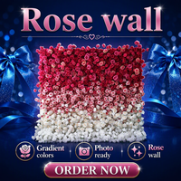 Mur de fleurs artificielles en soie sur mesure de luxe, Hortensia Rose, pour un décor romantique et rêveur, idéal pour les séances photo, mariages, fêtes et événements.