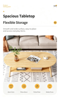 Table basse compacte moderne et minimaliste en MDF avec plateau en bois et rangement, idéale pour balcon, salon ou maison