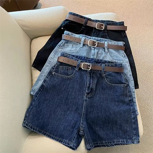 Shorts en <span class=keywords><strong>jean</strong></span> d'été pour <span class=keywords><strong>femme</strong></span>, taille haute, coupe simple, amincissante, ample, jambe large, style A-line, tendance - Product Image 2