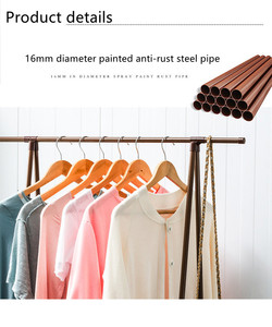 Armoire métallique autoportante et portable à un seul niveau avec porte-vêtements doré sur roulettes pour salle de bain - Product Image 6