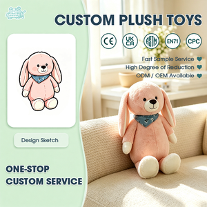 Boneka Kelinci Custom, Mainan Hewan Isi Lembut, Layanan OEM, Boneka Kelinci Personal, Hadiah Hewan Kelinci Bertelinga Panjang dan Berbulu - Product Image 1