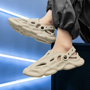 Sandalias de Coco para Hombre, Negras, Estilo Slip-On, Punta Cerrada, Zapatos de Playa, Estilo Verano 2025 - Product Image 3