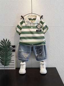 Abito Casual estivo a righe stile occidentale manica corta per bambini <span class=keywords><strong>1</strong></span>-5 anni con motivo a cartone animato - Product Image 3
