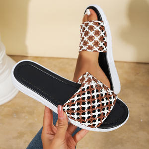 Sandales plates à bout rond avec blocs de couleur <span class=keywords><strong>creux</strong></span> pour femmes, nouvelle collection, décontractées, confortables, polyvalentes, à une seule sangle, antidérapantes - Product Image 6