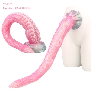 Dildo en silicone flexible en forme de tentacule de pieuvre, avec ventouse, créature fantastique, de taille géante, cinq tailles, plug anal, jouets pour adultes - Product Image 1