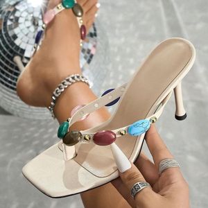 Zapatos de Tacón Dorados y Sensuales para Mujer, Sandalias Flip-Flop, Tendencia 2025 - Product Image 4
