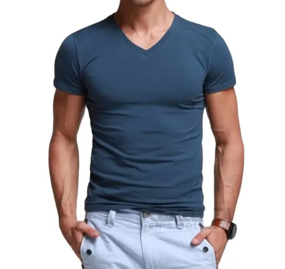 Della pelle stretto di cotone t-shirt da uomo manica corta muscle fit t shirt
