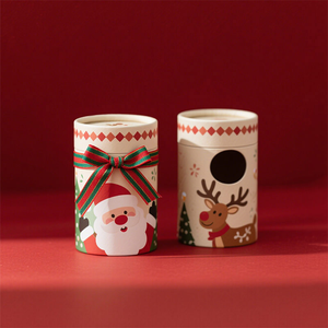 Factory Direct Custom Santa Holiday Paper Tube for Christmas Gift Packaging High Quality Round Cardboard Cylinder <b>Container</b> Box - Product Image 4