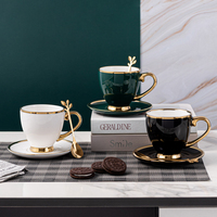 Ensemble tasse et soucoupe en céramique de style turc, ensemble de café et de thé en porcelaine avec décor doré pour le thé ou les fêtes