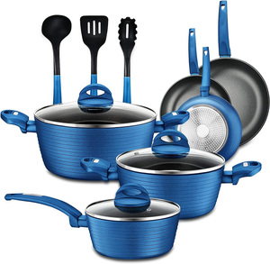 12 pezzi pentole da cucina Set di fripan in casseruola pentole da cucina antiaderente Set di pentole in alluminio pressa Set di pentole a induzione all'ingrosso - Product Image 3