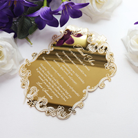 Menú de Boda Personalizado en Acrílico Espejo Dorado con Estampado Blanco, Invitación de Boda para Fiesta de Cumpleaños, Tarjeta de Agradecimiento Dorada