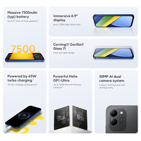 Smartphone POCO C95 Pro dernière génération, version internationale, batterie 7500 mAh, charge 45 W, écran 6,9 pouces 120 Hz, appareil photo 50 MP, Helio G91-Ultra