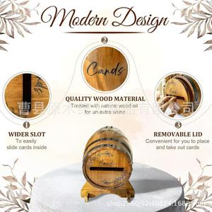 Wooden Wine Barrel <b>Card</b> <b>Box</b> Solid Wood <b>Wedding</b> Greeting Storage Bucket Creative Decoration - Product Image 3