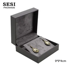 Scatola di gioielli di fascia alta con Logo personalizzato scatola anello di pelle orecchino di nozze collana in pelle Pu portagioie di lusso