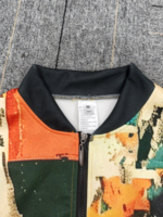 Blouson Bomber Homme Imprimé Journal Personnalisé OEM Streetwear Veste Zippée Vente en Gros Direct Usine