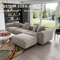 Ensemble de canapés modulaires en tissu personnalisables avec coussins, design à assise basse pour salon, salle de séjour ou appartement