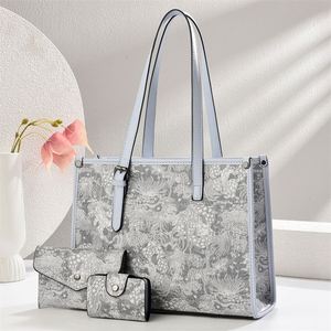 Trendy Flower Pattern Handbags Lady's Leather Totes <b>Large</b> Capacity PU Tote Bag <b>Purse</b> Set - Product Image 5