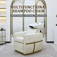 Chaise de lavage électrique inclinable 2-en-1 avec fonction de massage par vibration et lavabo en céramique pour salon – Ensemble complet