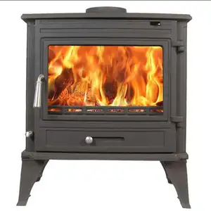 An indoor retro classic wood burner for heating and cooking