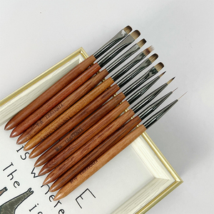 Wooden Handle <b>Builder</b> Gel Nail Brush Set Fine Liner Drawing Pen for Professional Nail Salon - Product Image 5