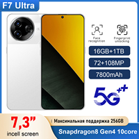 Teléfono Celular Inteligente F7 Ultra 5G Original Desbloqueado al por Mayor, HD 108MP, Totalmente Compatible con Android 15, Doble SIM, 16GB de RAM + 1TB, CPU Deca Core MTK
