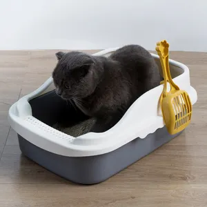 Fabrik Großhandel PP einfache Reinigung langlebig verdicken Sandkasten große Haustier Toilette Tablett mit Schaufel Katze Katzen toilette mit Schaufel