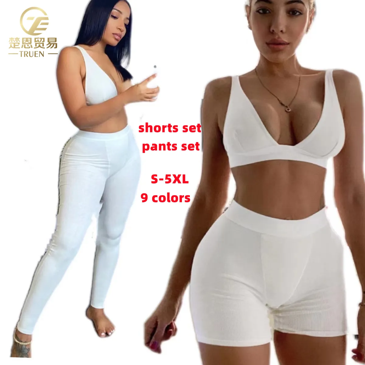 Ustom-Conjunto de pantalones cortos y sujetador sin costuras para mujer, ropa de 2 piezas para yoga, gimnasio y fitness, S-5XL 2023