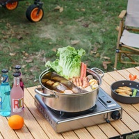 Réchaud manuel portable léger en acier inoxydable au butane avec allumage pour le camping et les pique-niques en toutes saisons