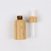 Flacon d'huile essentielle de haute qualité avec couvercle en bambou, verre givré, bouchon à vis, compte-gouttes, 10 ml-100 ml