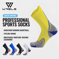Chaussettes de sport WRELS à compression graduée, anti-fatigue, pour la course à pied, avec coussinets en tissu éponge, absorbant les chocs, pour le basketball