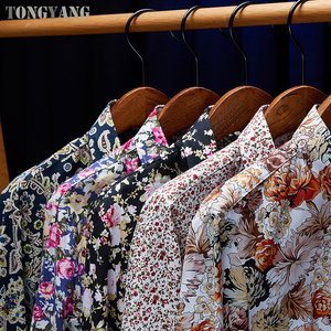Camicia da <span class=keywords><strong>uomo</strong></span> TONGYANG casual slim fit a maniche lunghe con stampa floreale, camicia elegante in cotone a fiori da <span class=keywords><strong>uomo</strong></span>, taglie forti fino alla <span class=keywords><strong>5XL</strong></span> - Product Image 1