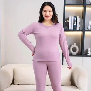 Plus Size L Tot 6xl Dameskleding Lange Mouwen Top Leggings Winter Thermische Binnenkleding Voor Dames