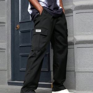 ผู้ผลิต OEM กางเกงวอร์มขายาวทรงหลวมสำหรับผู้ชาย กางเกงวอร์มทรงแบ็กกี้ มีเชือกผูกเอว กระเป๋าข้างทรงตรง กางเกงคาร์โก้ผู้ชาย - Product Image 2