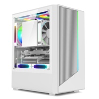 Boîtier de PC de jeu Micro ATX Mid Tower avec bande LED RGB, construction en acier et fenêtre latérale
