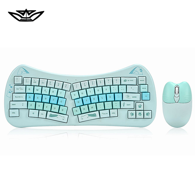LVKIDRON 4D Cat Ear-shaped 2.4G Wireless Mouse and Keyboard Set Rechargeable Ergonomic Female-exclusive for Office School