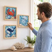 Kit de Peinture Artistique en Tissu Baleine Bleue DIY en Gros, Ensemble de Bricolage en Patchwork de Tissu Personnalisé Sans Couture, Fabricant pour la Décoration Intérieure