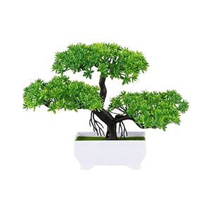 Mini bonsaï artificiel fait à la main pour la <span class=keywords><strong>d</strong></span>écoration extérieure de la maison ou du bureau Vert avec pot de ciment en plastique Caractéristique de Noël Faux - Product Image 1