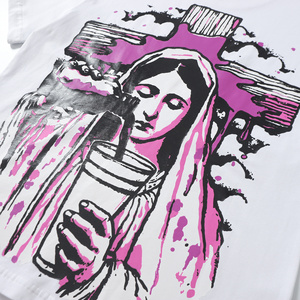 T-shirt ALOCS a maniche corte con stampa gotica, cotone 280g, design streetwear personalizzato traspirante, stampata con le parole "This is a lar" - Product Image 4