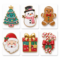 Custom Christmas Enamel Fridge Magnet Snowman Santa Gingerbread Xmas Tree Hard Enamel Gold Metal Holiday Magnet