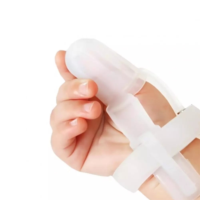Nontoxic Silicone Baby Teether Kids Child Wrist Band Finger Guard Protector Stop Bite Thumb Sucking