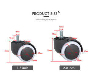 TOPCENT 2 Zoll PU-<span class=keywords><strong>Nylon</strong></span>-Stuhlrollen mit Drehgelenk Möbelrollen Bürostuhlrollen - Product Image 4