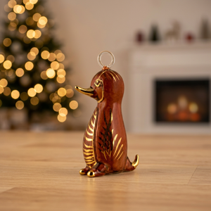 Ornement animalier égyptien artisanal moderne en verre, finition brillante or 24 carats, décoration de Noël suspendue, objet de collection - Product Image 5