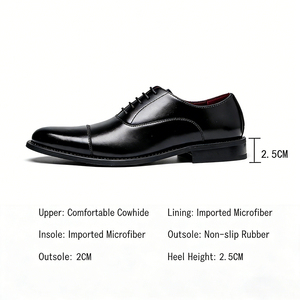 Scarpe Oxford Formali da Uomo con Rialzo Interno, Punta Affusolata, Chiusura con Fascia Elastica, Traspiranti e Antiscivolo - Product Image 3