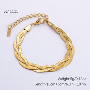 Wholesale 18K Gold Woven Collarbone Chain Personalized Light Luxury High-End <b>Bracelet</b> <b>Set</b> Fashion Link <b>Bracelets</b> - Product Image 6